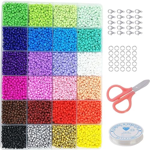 VIVIIHOO Glasperlen Set - Perlen für Armbänder DIY, Perlenset für Armbänder Erwachsene, Rocailles Perlen zum Auffädeln, 24 Farben Schmuckherstellung, 24000 Mini Glas Perlen, 2mm Durchmesser. VIVIIHOO Glasperlen Set - Perlen für Armbänder DIY, Perlenset für Armbänder Erwachsene, Rocailles Perlen zum Auffädeln, 24 Farben Schmuckherstellung, 24000 Mini Glas Perlen, 2mm Durchmesser. von VIVIIHOO