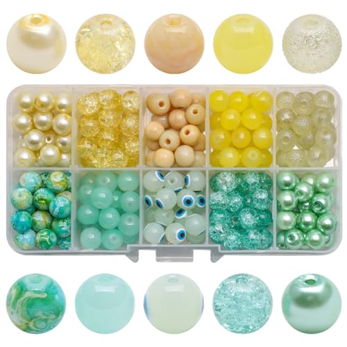VIVIIHOO Naturstein Perlen 8mm, 200 Stück Mix Farben, Edelsteinperlen für Schmuckherstellung - Runde Halbedelsteine, Jade Perlen, DIY Basteln Handwerk von VIVIIHOO