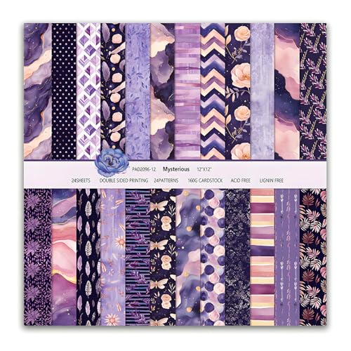 VIVIQUEN 24 Stück Blumen-Marmor-Scrapbook-Papier, 30,5 cm, violette Blume, geheimnisvolle Ephemera, geometrisch, doppelseitig, Spezial-Bastelpapier, flach gefaltet für DIY-Hintergrund, Karten, Kunst VIVIQUEN 24 Stück Blumen-Marmor-Scrapbook-Papier, 30,5 cm, violette Blume, geheimnisvolle Ephemera, geometrisch, doppelseitig, Spezial-Bastelpapier, flach gefaltet für DIY-Hintergrund, Karten, Kunst von VIVIQUEN