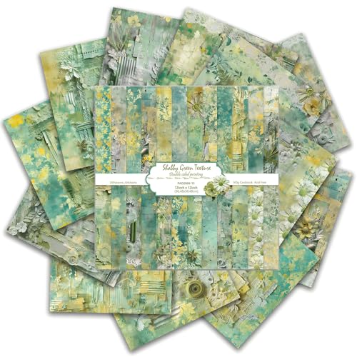 VIVIQUEN 24 Stück grüne Spitzen-Texturen, Scrapbook-Papier, 30,5 x 30,5 cm, Vintage, doppelseitig, Spezial-Bastelpapier, flach gefaltet, für DIY-Hintergrundkarten, Kunst, Fotoalbum, Dekoration VIVIQUEN 24 Stück grüne Spitzen-Texturen, Scrapbook-Papier, 30,5 x 30,5 cm, Vintage, doppelseitig, Spezial-Bastelpapier, flach gefaltet, für DIY-Hintergrundkarten, Kunst, Fotoalbum, Dekoration von VIVIQUEN