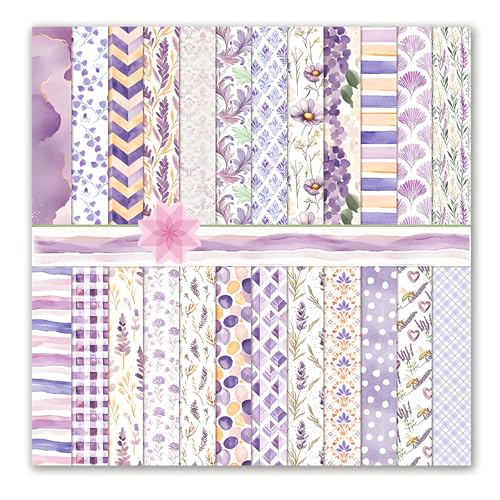 VIVIQUEN 24 Stück lila Blumen-Scrapbook-Papier, 30,5 cm, Lavendelblüte, doppelseitig, Spezial-Bastelpapier, flach gefaltet, für DIY-Hintergrund, Karten, Kunst, Fotoalbum, Dekoration VIVIQUEN 24 Stück lila Blumen-Scrapbook-Papier, 30,5 cm, Lavendelblüte, doppelseitig, Spezial-Bastelpapier, flach gefaltet, für DIY-Hintergrund, Karten, Kunst, Fotoalbum, Dekoration von VIVIQUEN