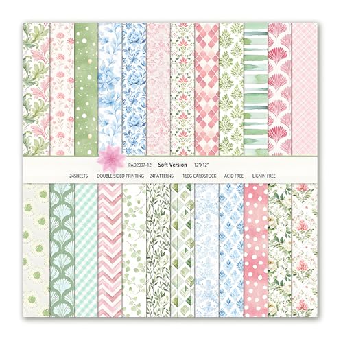 VIVIQUEN 24 Stück mehrfarbiges Blumen-Scrapbook-Papier, 30,5 cm, rosa Blume, doppelseitig, Spezial-Bastelpapier, Frühling, Garten, flach gefaltet, für DIY-Hintergrund, Karten, Kunst, Fotoalbum VIVIQUEN 24 Stück mehrfarbiges Blumen-Scrapbook-Papier, 30,5 cm, rosa Blume, doppelseitig, Spezial-Bastelpapier, Frühling, Garten, flach gefaltet, für DIY-Hintergrund, Karten, Kunst, Fotoalbum von VIVIQUEN