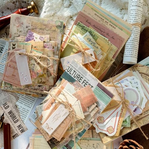 VIVIQUEN 400 Blatt Vintage strukturiertes Scrapbook Papier Set - 4 Naturthemen Retro gemischtes Spezialpapier für Scrapbooking Planer Bullet Junk Journal Supplies Collage Card Embellishment von VIVIQUEN