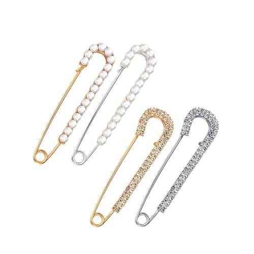 VIVIWI 4 Stück dekorative Brosche aus Legierung und Perlen, Broschenclip für Damen, modischer Kleiderclip für Pullover, Schal und Hut-Dekoration VIVIWI 4 Stück dekorative Brosche aus Legierung und Perlen, Broschenclip für Damen, modischer Kleiderclip für Pullover, Schal und Hut-Dekoration von VIVIWI