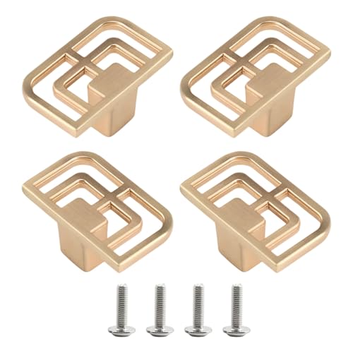VIVIWI 4 x Metall-Knauf für Kommoden, Küchenschrank, Tür, Kleiderschrank, einfache quadratische Schubladenknöpfe, Möbelbeschläge von VIVIWI