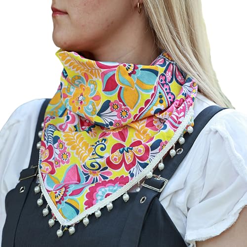 VIVIWI Elegantes Halstuch mit Quasten, Schal mit künstlichen Perlen, Dekor für Damen und Mädchen, weicher Dreieckstuch für Barkeeper von VIVIWI