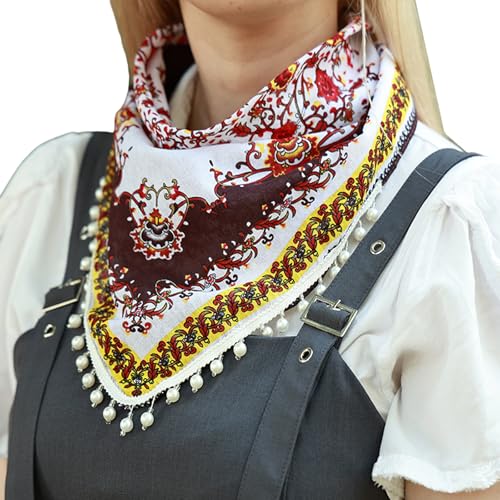 VIVIWI Elegantes Halstuch mit Quasten, Schal mit künstlichen Perlen, Dekor für Damen und Mädchen, weicher Dreieckstuch für Barkeeper VIVIWI Elegantes Halstuch mit Quasten, Schal mit künstlichen Perlen, Dekor für Damen und Mädchen, weicher Dreieckstuch für Barkeeper von VIVIWI