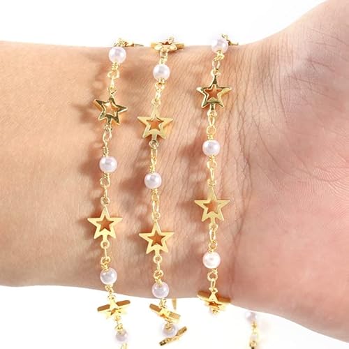 VIXDA 1 Meter Gold Farbe Edelstahl Herz Stern Kristall Perle Perlen Kette für Armbänder Halskette Knöchel Schmuckherstellung DIY Zubehör VIXDA 1 Meter Gold Farbe Edelstahl Herz Stern Kristall Perle Perlen Kette für Armbänder Halskette Knöchel Schmuckherstellung DIY Zubehör von VIXDA