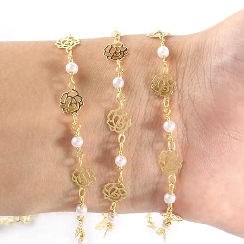 VIXDA 1 Meter Gold Farbe Edelstahl Herz Stern Kristall Perle Perlen Kette für Armbänder Halskette Knöchel Schmuckherstellung DIY Zubehör VIXDA 1 Meter Gold Farbe Edelstahl Herz Stern Kristall Perle Perlen Kette für Armbänder Halskette Knöchel Schmuckherstellung DIY Zubehör von VIXDA