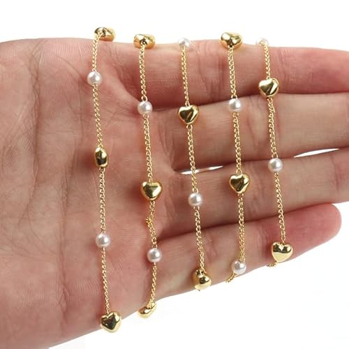 VIXDA 1 Meter Gold Farbe Edelstahl Herz Stern Kristall Perle Perlen Kette für Armbänder Halskette Knöchel Schmuckherstellung DIY Zubehör VIXDA 1 Meter Gold Farbe Edelstahl Herz Stern Kristall Perle Perlen Kette für Armbänder Halskette Knöchel Schmuckherstellung DIY Zubehör von VIXDA