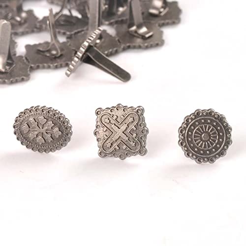 VIXDA 10 Stück Silber Runde Quadratische Vintage Brads Für DIY Scrapbooking Zubehör Handwerk Handgemachte Metall Verschluss Brad Wohnkultur von VIXDA