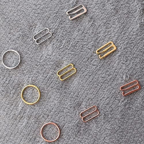 VIXDA 100 Stück/Los Silber/Gold/Roségold Metall BH-Träger Ringe Schieber und Haken BH-Materialien 6mm/8mm/10mm/12mm/15mm VIXDA 100 Stück/Los Silber/Gold/Roségold Metall BH-Träger Ringe Schieber und Haken BH-Materialien 6mm/8mm/10mm/12mm/15mm von VIXDA