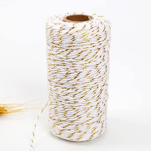 VIXDA 100 m x 2 mm Glitzer-Baumwollkordeln Metallic-Baumwollgarn verdrehte Kordeln Makramee-Schnur Bindfäden Kordelband für Geschenkverpackungen im Heimdekor VIXDA 100 m x 2 mm Glitzer-Baumwollkordeln Metallic-Baumwollgarn verdrehte Kordeln Makramee-Schnur Bindfäden Kordelband für Geschenkverpackungen im Heimdekor von VIXDA
