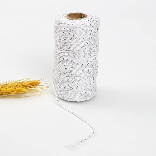 VIXDA 100 m x 2 mm Glitzer-Baumwollkordeln Metallic-Baumwollgarn verdrehte Kordeln Makramee-Schnur Bindfäden Kordelband für Geschenkverpackungen im Heimdekor VIXDA 100 m x 2 mm Glitzer-Baumwollkordeln Metallic-Baumwollgarn verdrehte Kordeln Makramee-Schnur Bindfäden Kordelband für Geschenkverpackungen im Heimdekor von VIXDA