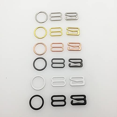 VIXDA 20Set (60 Stück) 6 mm 30 mm Metall-BH-Träger-Anpassungsschnallen Unterwäsche-Schieber Ringe Clips für Dessous-Anpassung DIY-Zubehör von VIXDA