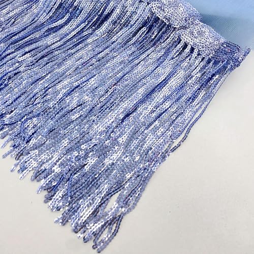 VIXDA 5 Yards 20 cm Pailletten-Quaste, Spitzenfransenbesatz, Netzstoff, DIY-Performance-Rock, Hochzeitskleid, Dekoration, Nähmaterial VIXDA 5 Yards 20 cm Pailletten-Quaste, Spitzenfransenbesatz, Netzstoff, DIY-Performance-Rock, Hochzeitskleid, Dekoration, Nähmaterial von VIXDA