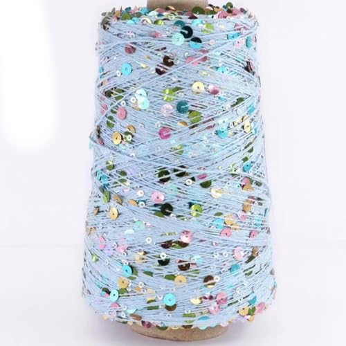 VIXDA 500 g Baumwollgarn, 6 mm + 3 mm, Farbe, spezielles Paillettengarn, DIY-Kleidungsstück, Stoffpuppe, Strickgarn, großer Paillettenfaden von VIXDA