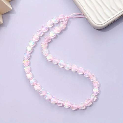 VIXDA Herz Perlen Handy Fall Kette Frauen Mädchen Acryl Handy Hängen Kordel Für Mode Lanyard Strap Schmuck von VIXDA