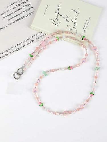 VIXDA Mehrfarbige Nische, Exquisite Sternenhimmel-Perlen-Tulpen-Crossbody-Kette, vielseitiger Handy-Anhänger, Hängekette mit Karte von VIXDA