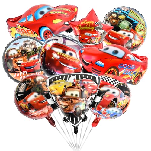 Auto Folienballon, 9 Stück Deko Geburtstag Auto, Geburtstagsdekorationen, Auto Luftballons Set, Auto Folienballon, folienluftballon für Kindergeburtstag Deko Party von VIYAAN
