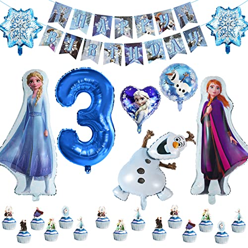 Geburtstag Frozen Dekoration, 33 PCS Frozen Geburtstagsdeko Mädchen, Frozen Geburtstag Luftballon, Eiskönigin Luftballon Geburtstag Kit, für Kindergeburtstag, Babyparty von VIYAAN