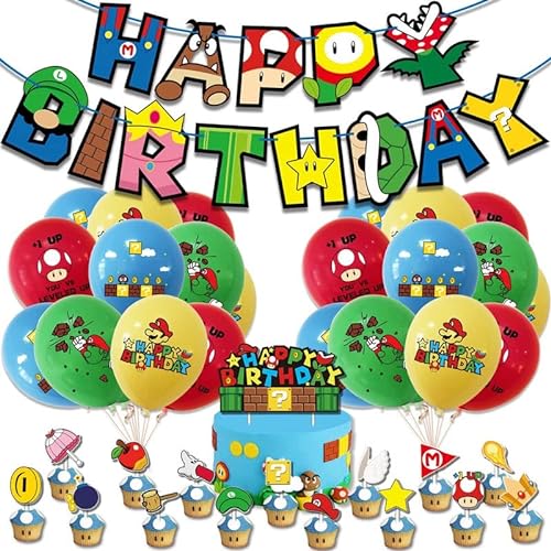 Super Geburtstag Deko, 37 Stück Party Decorations Kit, Thema Ballon, Birthday Party Supplies, LuftballonsParty Dekorationen für Kinder von VIYAAN