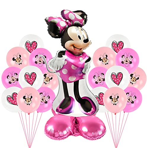 Minnie Party Balloons, 19 Stück Minnie Luftballons, Minnie Luftballon Set, Minnie Themed Birthday Party Supplies, Minnie Themed Geburtstag Dekorationen für Kinder Mädchen Geburtstag Dekoration von VIYAAN