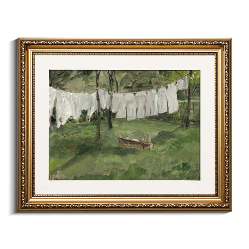 VIYYIEA Goldgerahmte Leinwand für Wohnzimmer, Vintage-Waschküche, Kunstdruck, antikes Ölgemälde, Landschaft, Vintage-Wandkunst, Leinwand, für Wohnzimmer, Schlafzimmer, Büro, Galerie – 33 x 40,6 cm VIYYIEA Goldgerahmte Leinwand für Wohnzimmer, Vintage-Waschküche, Kunstdruck, antikes Ölgemälde, Landschaft, Vintage-Wandkunst, Leinwand, für Wohnzimmer, Schlafzimmer, Büro, Galerie – 33 x 40,6 cm von VIYYIEA