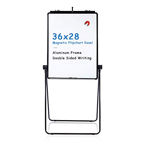 VIZ-PRO Doppelseitiges U-Stand-Whiteboard, Magnetisches Tragbares Trockenlösch-Staffelei-Board, 90x70 cm von VIZ-PRO