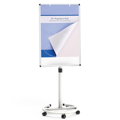 VIZ-PRO ECO Magnetische Mobile Whiteboard, 90 x 60 cm, Staffelei Flipchart Ständer Rollendes Trockenlöschbrett mit Papierblöcken von VIZ-PRO
