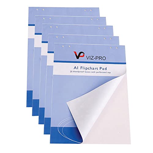 VIZ-PRO Standard Staffelei Pads, A1 Flipchart-Papierblock, 25 Blatt/Block, 5er-Pack von VIZ-PRO