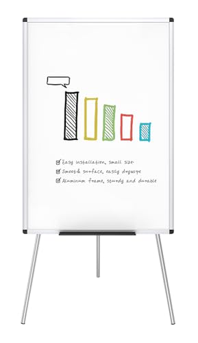 VIZ-PRO Whiteboard/Flipchart-Staffelei, höhenverstellbar, nicht magnetisch, trocken abwischbar, 90 x 60 cm von VIZ-PRO