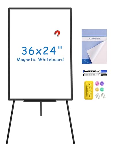 VIZ-PRO Magnetische Whiteboard-Staffelei Schwarz, 90 x 60 cm, Tragbares Trockenabwischbares Board, Höhenverstellbar für Schule, Büro und Zuhause VIZ-PRO Magnetische Whiteboard-Staffelei Schwarz, 90 x 60 cm, Tragbares Trockenabwischbares Board, Höhenverstellbar für Schule, Büro und Zuhause von VIZ-PRO