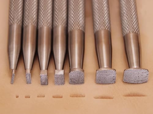 Karierte Stempel Leder Stamping Undercut Beveler - Ein Stück oder Set mit 7 Lederstempelwerkzeugen in Edelstahl (M, 1 Stück) von VJEWEBLU