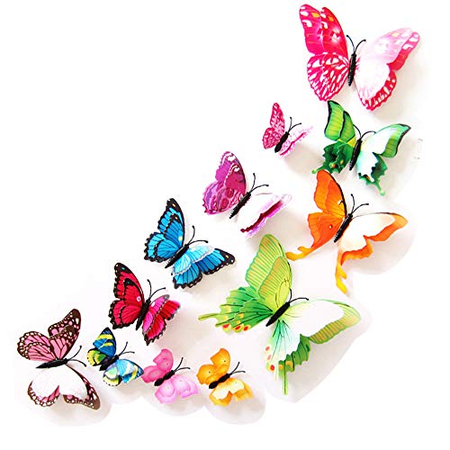 VKI® Schmetterlinge Wandaufkleber, 3D Schmetterlinge DIY Wand Haus Dekoration Baby Zimmer, 12 PCS von VKI