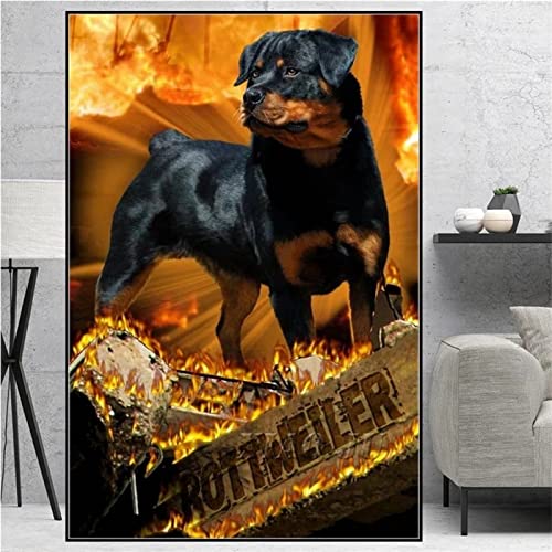 5D Diamant Painting square Drill Blaze Rottweiler Hund 40x50cm 5D Diamond Painting Erwachsene Diamant Painting Bilder Diamant Malerei Diamond Painting Kreuzstich Stickerei Strass für Heimdekoration von VLIZO