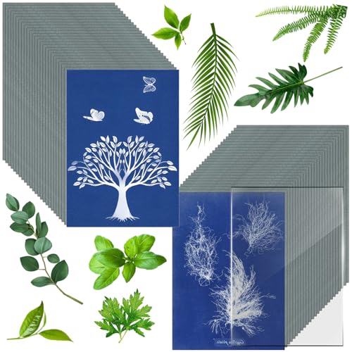 50 Stück A6 Cyanotype Sun Druckpapier Kit - 105 × 148 mm lichtempfindliches Blaudruckpapier mit Kunststoffwerkzeug für Kinder DIY Kunst & Handwerk, kreative Solarfotografie, Sonnenkunstprojekte 50 Stück A6 Cyanotype Sun Druckpapier Kit - 105 × 148 mm lichtempfindliches Blaudruckpapier mit Kunststoffwerkzeug für Kinder DIY Kunst & Handwerk, kreative Solarfotografie, Sonnenkunstprojekte von VLUNT