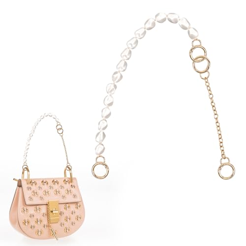 VLYX Ersatz-Handtaschenkette – 20 cm goldene Taschenkettengriffe mit 40 cm Perlenverlängerung, kurzer, breiter Riemen für Handtaschen, 2er-Set VLYX Ersatz-Handtaschenkette – 20 cm goldene Taschenkettengriffe mit 40 cm Perlenverlängerung, kurzer, breiter Riemen für Handtaschen, 2er-Set von VLYX