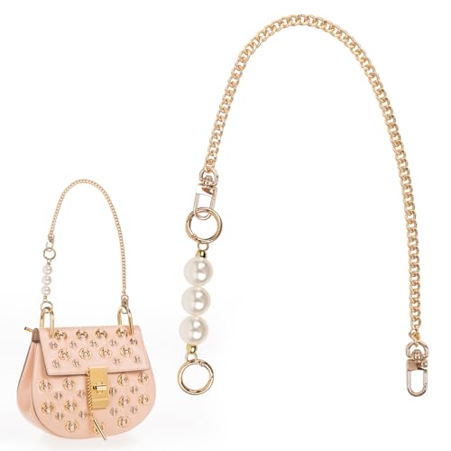 VLYX Ersatz-Handtaschenkette – 45 cm goldene Taschenkettengriffe mit 14 cm Perlenverlängerung, kurzer, breiter Riemen für Handtaschen, 2er-Set VLYX Ersatz-Handtaschenkette – 45 cm goldene Taschenkettengriffe mit 14 cm Perlenverlängerung, kurzer, breiter Riemen für Handtaschen, 2er-Set von VLYX