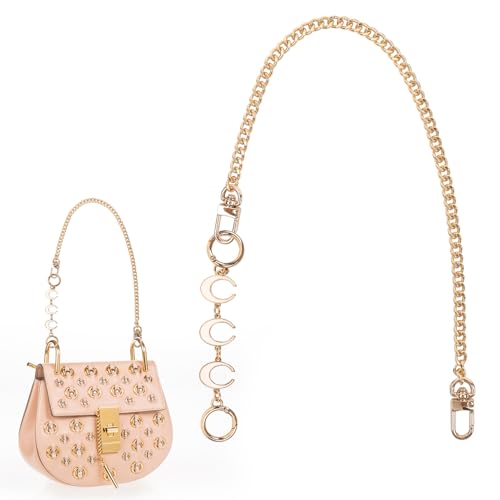 VLYX Ersatz-Handtaschenkette – 45 cm goldene Taschenkettengriffe mit 14 cm mondweißer Verlängerung, kurzer, breiter Riemen für Handtaschen, 2er-Set VLYX Ersatz-Handtaschenkette – 45 cm goldene Taschenkettengriffe mit 14 cm mondweißer Verlängerung, kurzer, breiter Riemen für Handtaschen, 2er-Set von VLYX