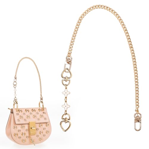 VLYX Ersatz-Handtaschenkette – 45 cm goldene Taschenkettengriffe mit 14 cm weißer vierblättriger Verlängerung, kurzer, breiter Riemen für Handtaschen, 2er-Set VLYX Ersatz-Handtaschenkette – 45 cm goldene Taschenkettengriffe mit 14 cm weißer vierblättriger Verlängerung, kurzer, breiter Riemen für Handtaschen, 2er-Set von VLYX