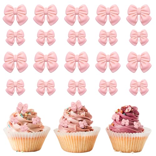 VLYX Rosa Tortenaufsätze mit Schleifen – 20 Stück Cupcake-Dekorationsschleifen für Babypartys, Verlobungen, Geburtstage und Mottopartys – Rosa VLYX Rosa Tortenaufsätze mit Schleifen – 20 Stück Cupcake-Dekorationsschleifen für Babypartys, Verlobungen, Geburtstage und Mottopartys – Rosa von VLYX