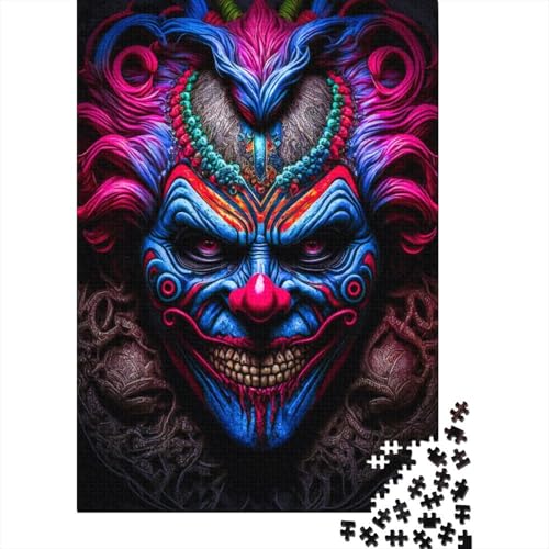 1000 Teile Psychopathischer Clown Puzzle für Erwachsene, Halloween-Geschenkpapier Puzzle für Teenager, einzigartige Wohnaccessoires Geschenke und Geschenke 1000 Stück (38x26cm) von VMDUHFY
