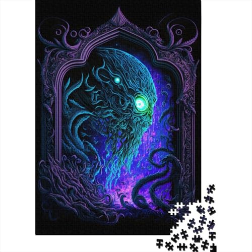 1000-teiliges Puzzle mit schwarzen Monstern für Erwachsene, Halloween-Geschenkpapier für Teenager, einzigartige Geschenke für Zuhause und Geschenke 1000 Teile (38 x 26 cm) von VMDUHFY