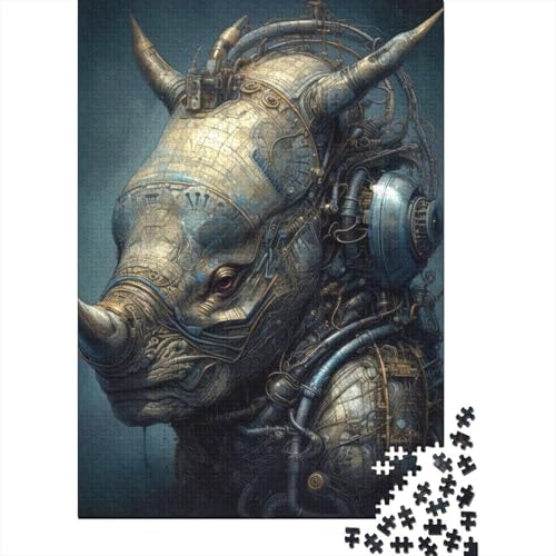 Biomechanisches Puzzle 1000 Teile Nashorn-Form für Erwachsene, Halloween-Geschenkpapier für Erwachsene und Jugendliche, 1000 Teile Lernpuzzle (38 x 26 cm) von VMDUHFY