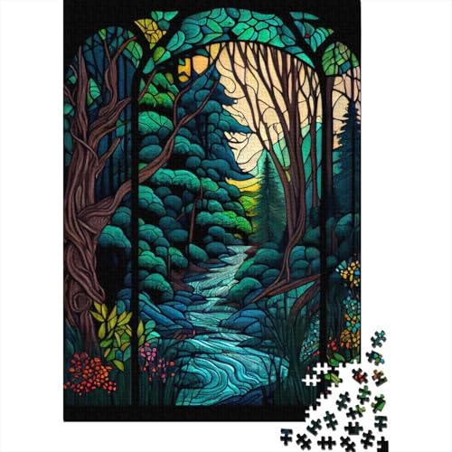 Buntes Glaswald Puzzle 1000 Teile für Erwachsene, Halloween-Geschenkpapier Puzzle für Teenager, einzigartige Wohnaccessoires Geschenke und Geschenke 1000 Teile (38x26cm) von VMDUHFY