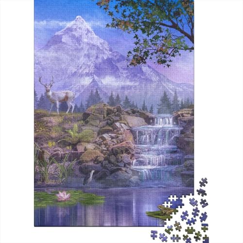 Hirsch in der Natur 1000 Teile Puzzle für Erwachsene, Halloween-Geschenkpapier Puzzle für Teenager, einzigartige Wohnaccessoires Geschenke und Geschenke 1000 Stück (38x26cm) von VMDUHFY