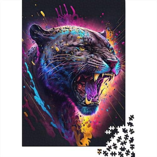 The Excited Panther 1000-teiliges Puzzle für Erwachsene, Halloween-Geschenkpapier für Teenager, einzigartige Geschenke für Zuhause und Geschenke 1000 Teile (38 x 26 cm) von VMDUHFY
