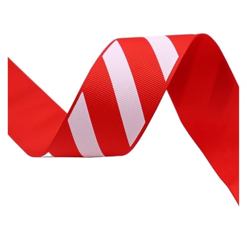 VMDVBNA Satinband Christmas Ribbon Red White Stripes 5 Yards, Red White Candy Cane, Garland, Wrapping, Wreaths, Bows(M-21914-1658) von VMDVBNA