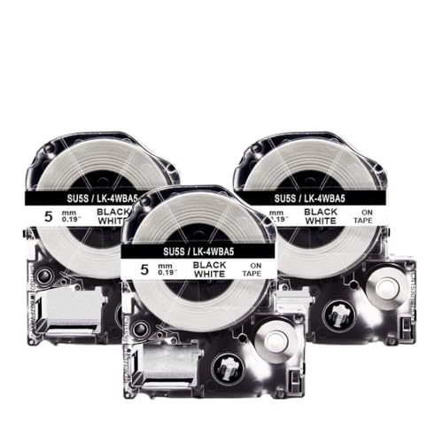 3pk 3 5 11mm Wärme Schrumpfrohrklebeband kompatibel mit SU11S SU11Y SU5S SU5Y SU3W SU3Y Kompatibel mit Etikettdrucker LW300 LW400 LW500(5mm White) von VMHPMLGV